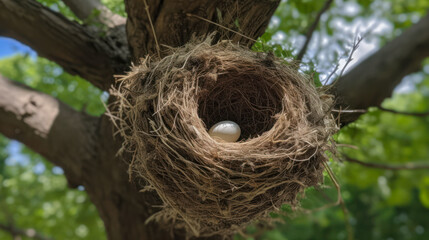Bird egg inside the nest