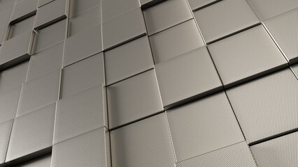 3d metal cubes background in perspective view. 3d render illustration.