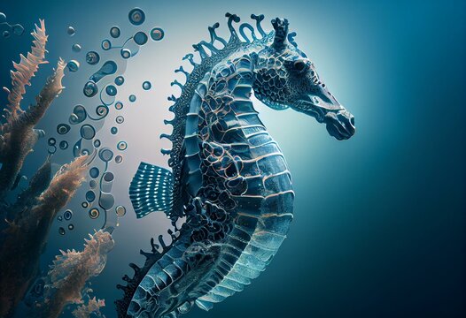 Generative AI abstract render of a seahorse