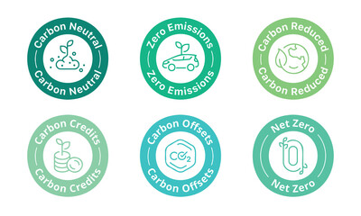 Net zero emissions concept label design. 