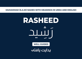 Fototapeta premium Mohammed (S.A.W) Names with Meanings in Urdu and English 