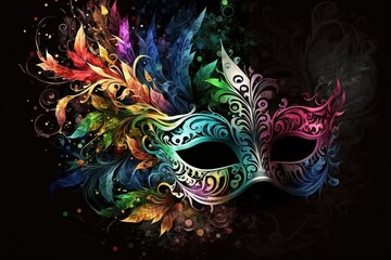 Colorful carnival mask on a dark background