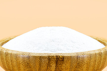 Collagen, protein produced by the body that is responsible for ensuring firmness and elasticity to the skin. Hydrolyzed Collagen Powder, isolated background and copyspace