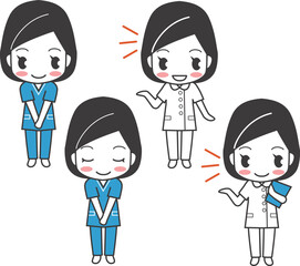 看護師のイラストセット