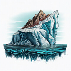 hand darwing illustration of iceberg. Ai generative