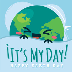 Earth day poster Planet cartoon kawaii Vector