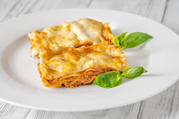 Portion of lasagna
