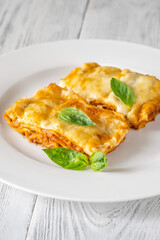 Portion of lasagna