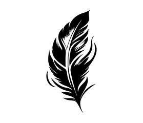 Fluffy Feather Silhouette, bird feathers simple style vector image.