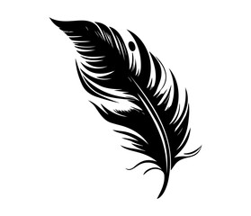 Obraz premium Fluffy Feather Silhouette, bird feathers simple style vector image.