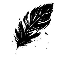 Obraz premium Fluffy Feather Silhouette, bird feathers simple style vector image.