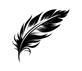 Obraz premium Fluffy Feather Silhouette, bird feathers simple style vector image.