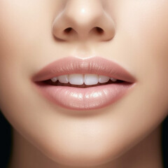 Fototapeta premium Plump perfect female natural lips. Generative AI