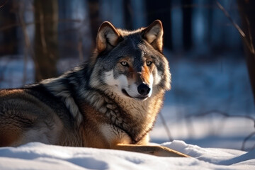 Obraz premium Portret wilka, Generative AI