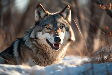 Obraz premium Portret wilka, Generative AI