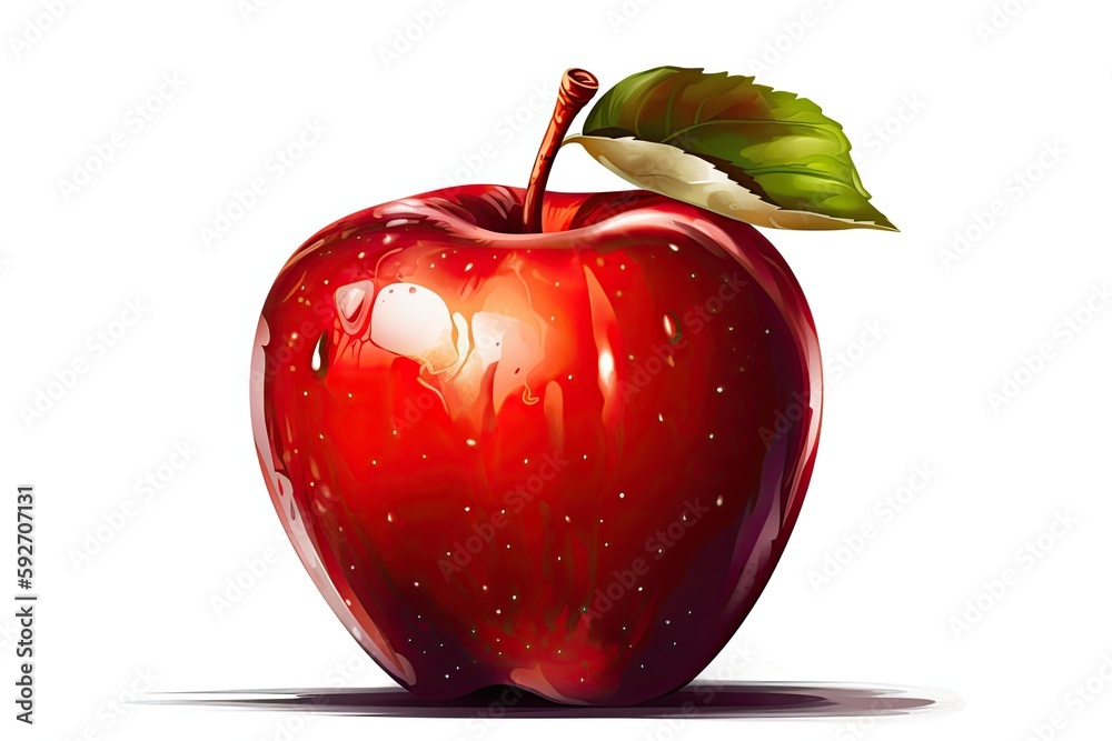 Canvas Prints Artwork in the shape of a large, vibrant red apple. Fresh fruit alone on a white background. Generative AI