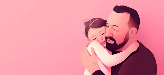Father's Day illustration with copy space, Generative Ai