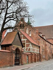 Low angle view of Hanseatic buildings in Wismar