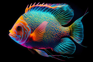 a close up of fish with colorful in the water. generative ai.
