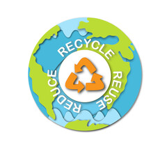 Earth Planet Globe World Nature Recycle Reuse Reduce Waste recycling Illustration