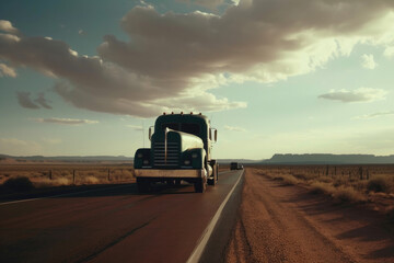 Truck on highway. Generative AI