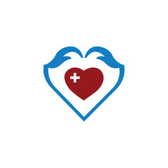 Love hand care medical icon logo