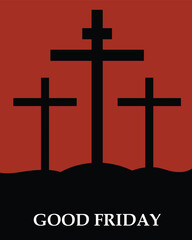 Illustration of crucifixion of Jesus Christ on the cross at Calvary Mountain on brown background