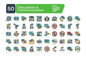 Discussion and communication icons Pack. fill color style. clean and simple vector icons