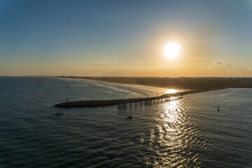 Naklejka premium Jetty Park at Port Canaveral. Jetty Park, beautiful 35 acre park with a fishing pier, beach and RV campground. Cape Canaveral on Space Coast near Cocoa Beach.