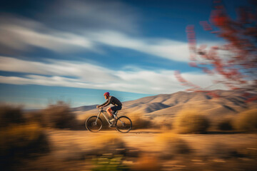 Fototapeta na wymiar Man riding a bike. Generative AI