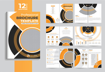 Orange business brochure template layout design, business profile template design,16 pages, annual report,minimal, editable businss brochure.