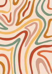 Abstract retro groovy 70s 90s texture background. Vibrant vintage hippie pattern. Vector psychedelic illustration in Y2k style 