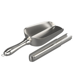 3D rendering illustration of an ice scoop and tongs