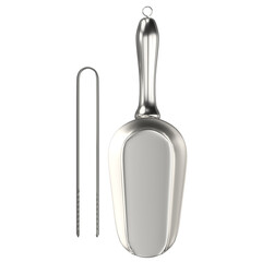 3D rendering illustration of an ice scoop and tongs