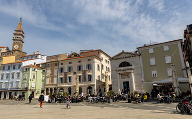 Naklejka premium Historical center of the Slovenian city of Piran on the Adriatic Sea