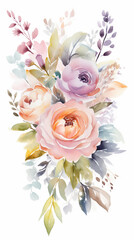 Obraz na płótnie Canvas watercolor painting of a bouquet of flowers ai generative