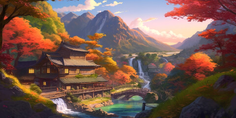 Fototapeta na wymiar Anime landscape