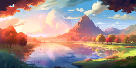 Obraz na płótnie Canvas Anime landscape