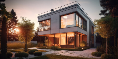 Fototapeta premium house in the woods created with Generative AI technology