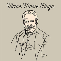 Victor Marie Hugo was a French writer, one of the main figures of French Romanticism, a political and public figure. Vector