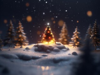 illustration christmas tree wallpaper snow lamp element, christmast island, mini city