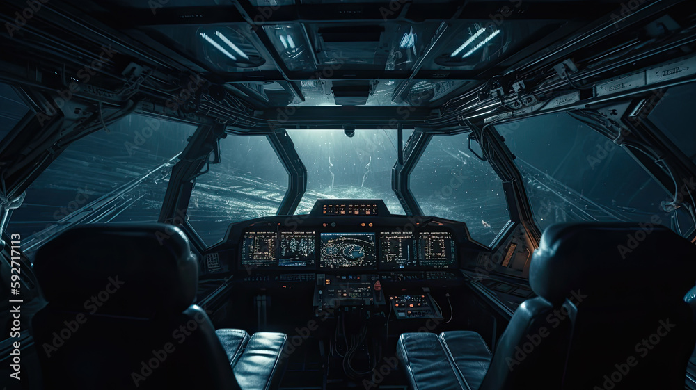 Wall mural inside a spaceship created with generative ai technology