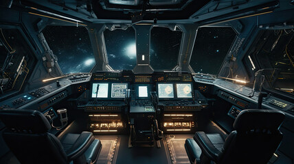 inside a spaceship created with Generative AI technology