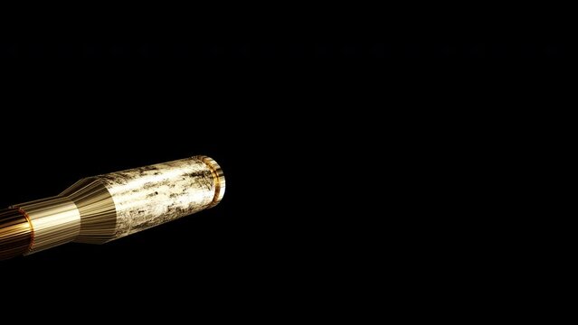 Flying bullet nato caliber with alpha channel. Slow Motion of bullet moving 3d render
