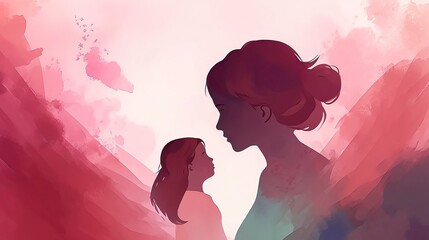Illustration of happy mothers day with two Baby Ideas. Generative AI
