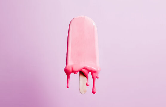 Melting strawberry ice cream. Generative AI