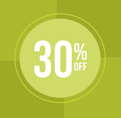 30 percent off Discount for big sales with balloon on  green background