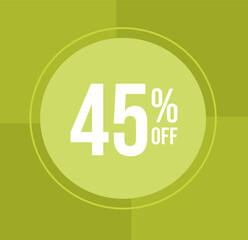 45 percent off Discount for big sales with balloon on  green background