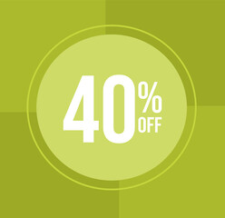 40 percent off Discount for big sales with balloon on  green background