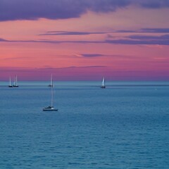 Fototapeta premium Sunset Over The Ocean - generative AI